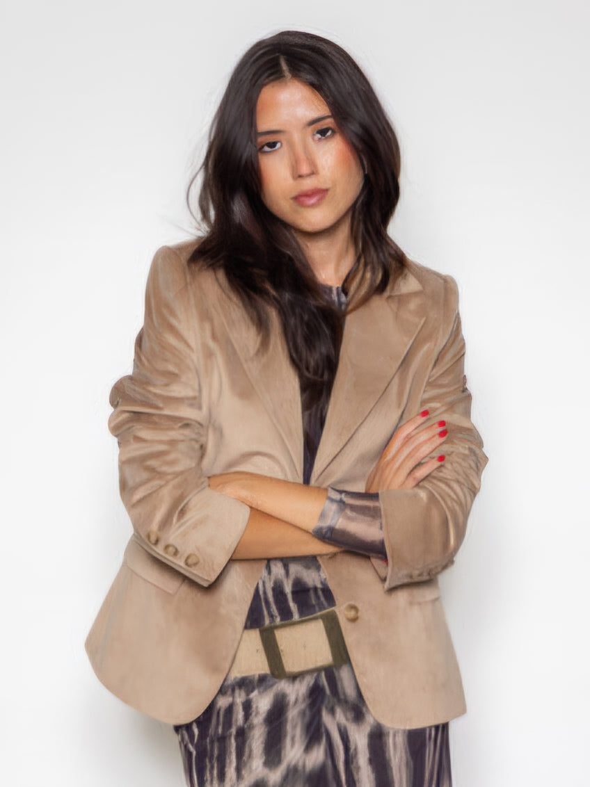 Blazer Kate de terciopelo beige