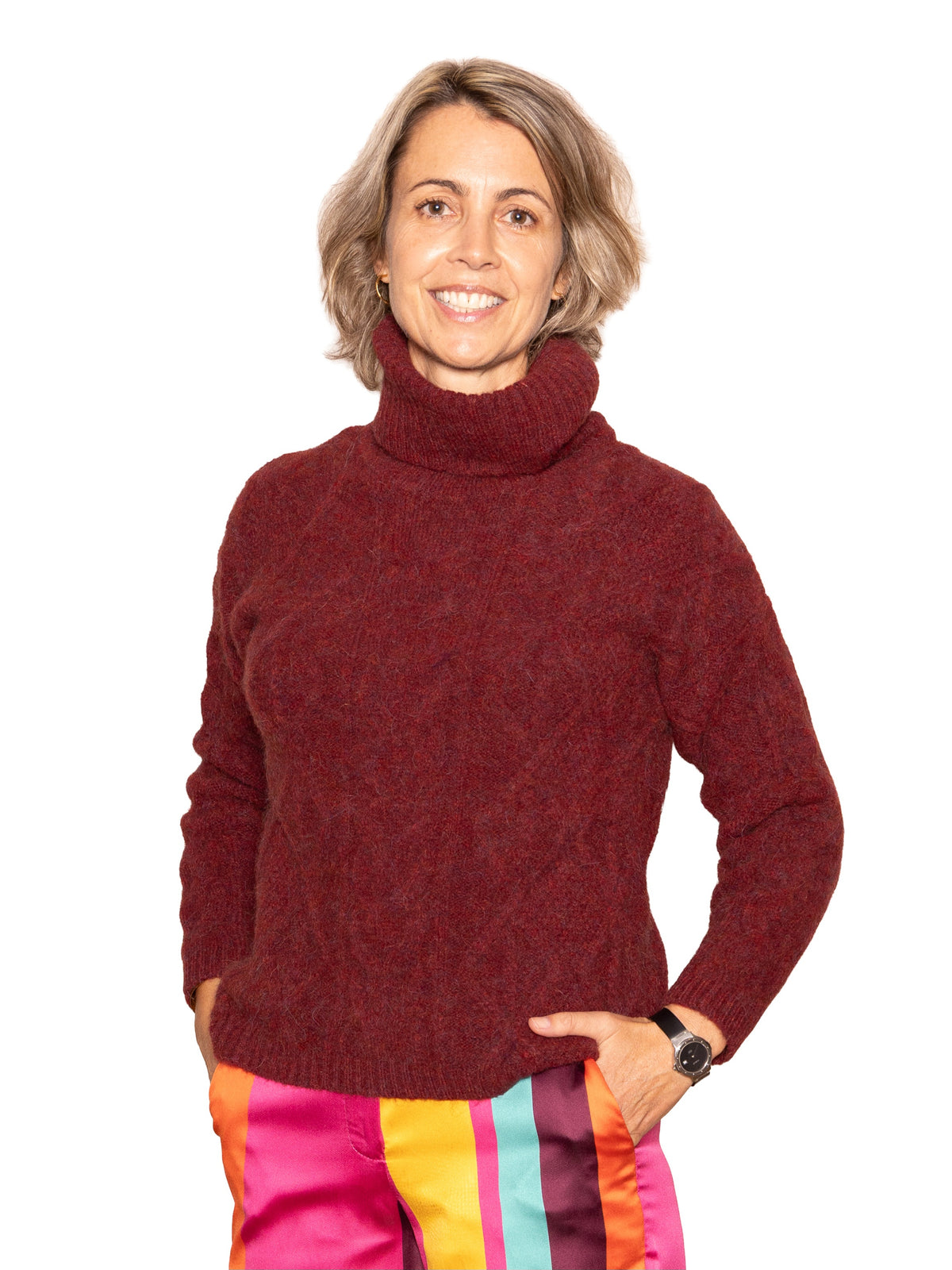 Jersey cuello vuelto granate