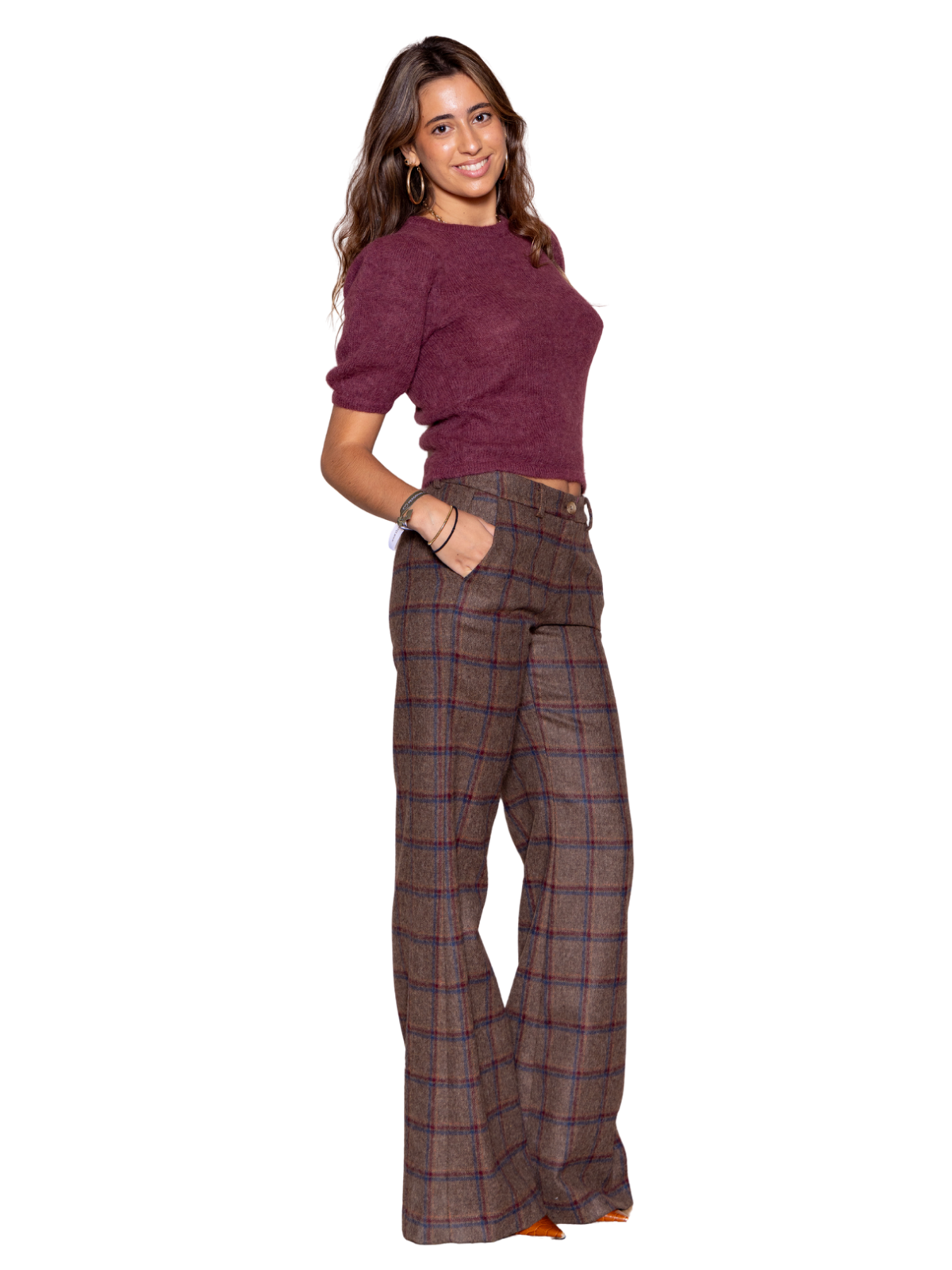 Pantalón PALAZZO Cuadros marrón