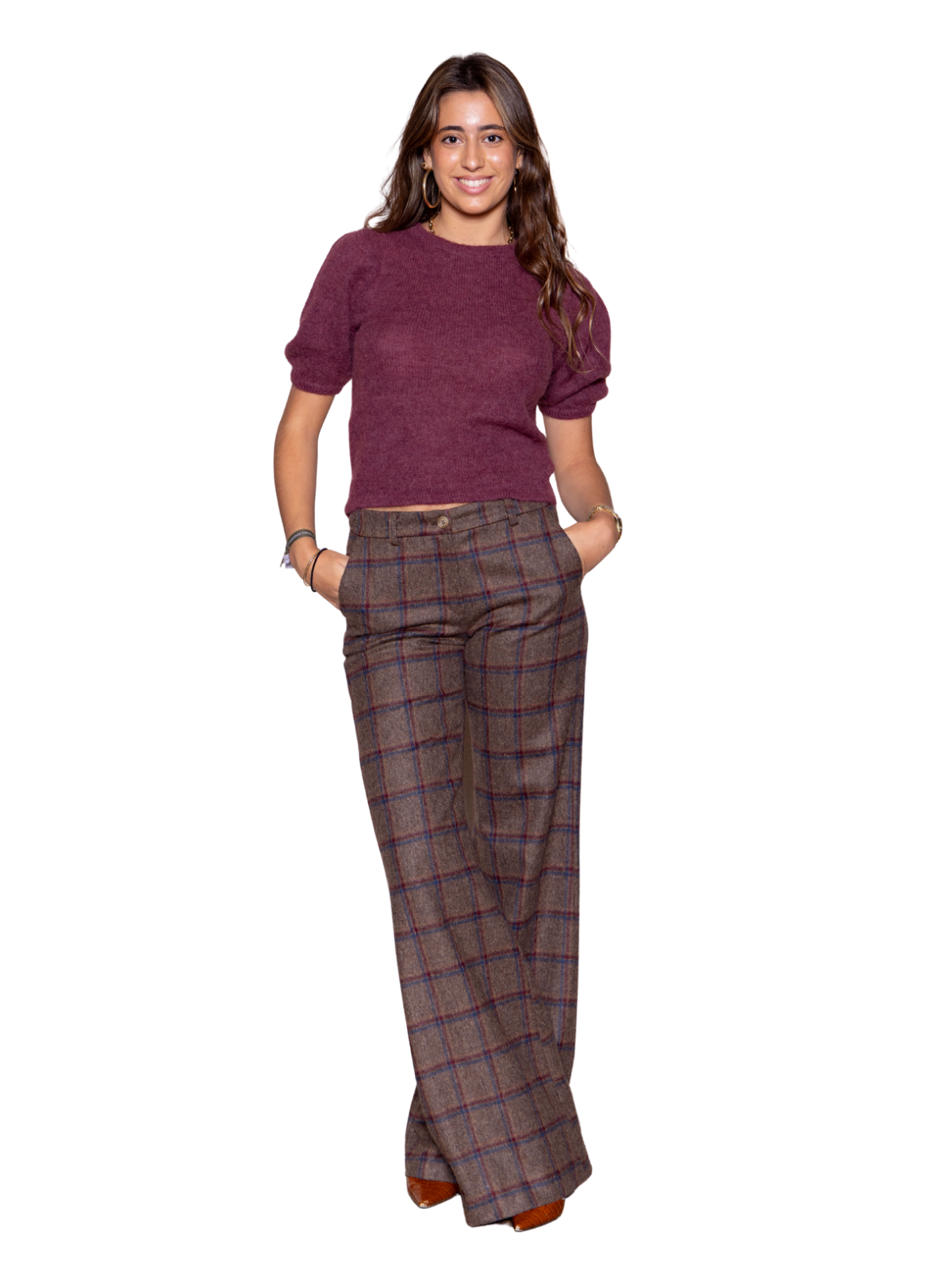 Pantalón PALAZZO Cuadros marrón