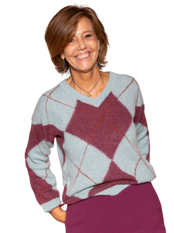 Jersey rombos Gris y granate