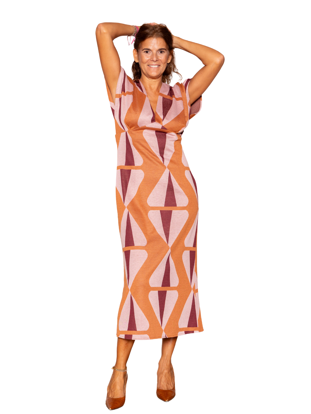 Vestido Amanda estampado rosa