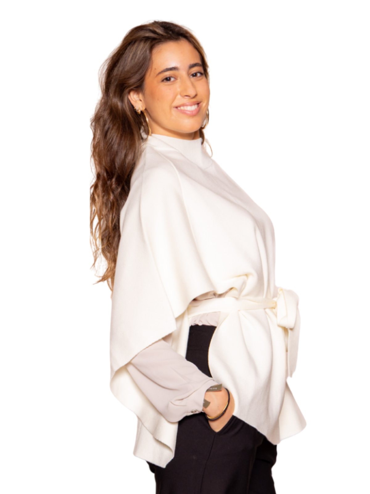 Jersey tipo poncho marfil