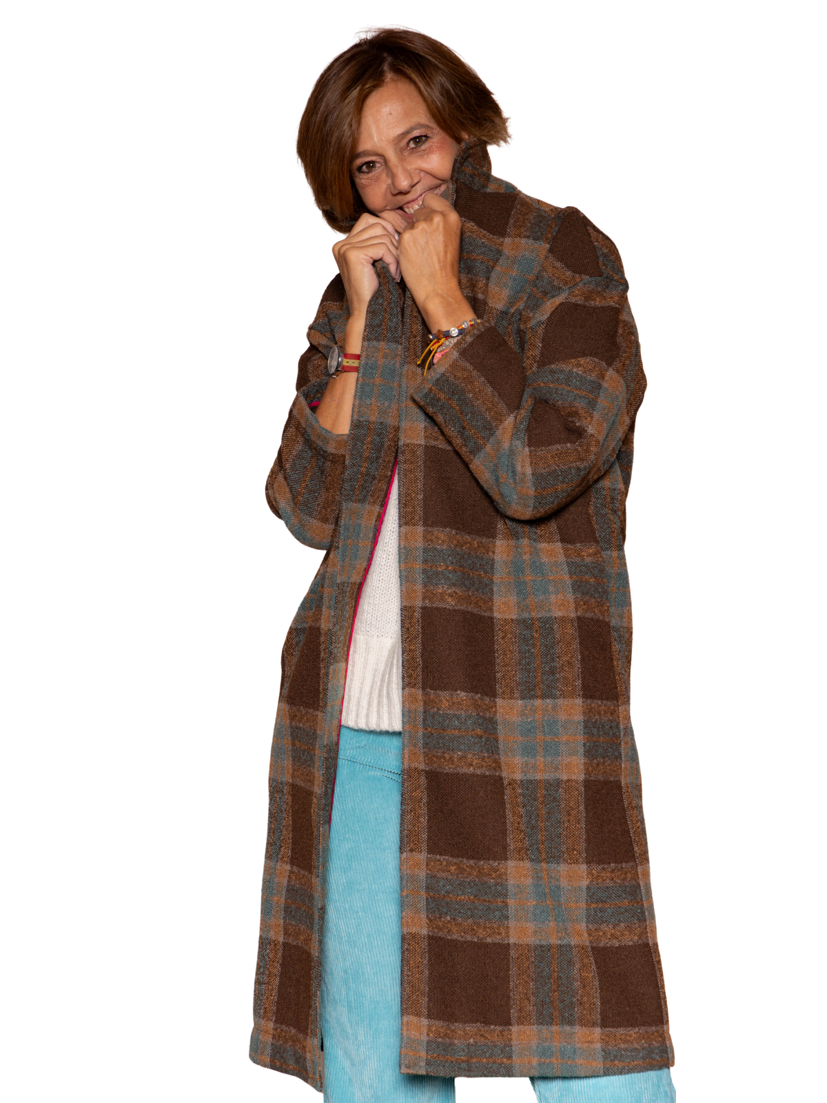 Abrigo London cuadros Marrón