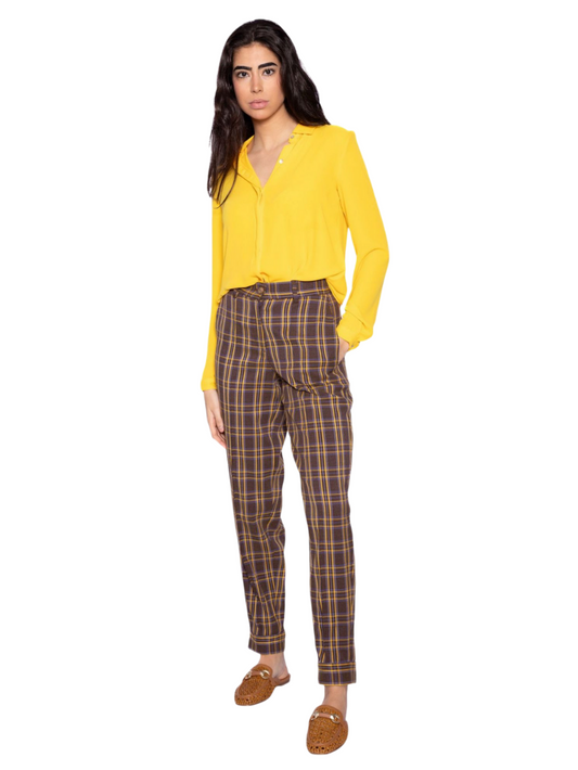 Pantalón Kata cuadros marrón