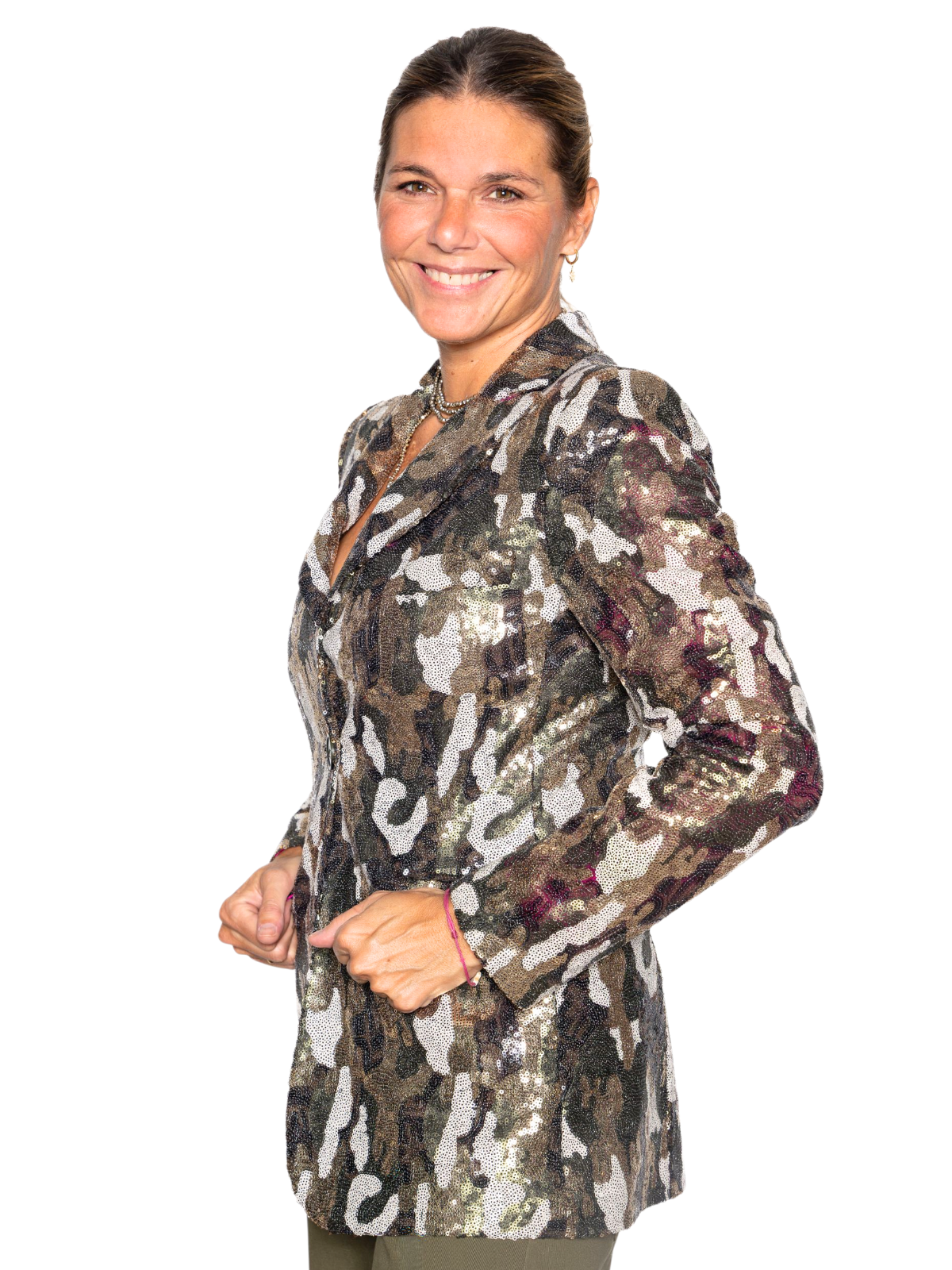 Blazer Suits lentejuelas camuflaje