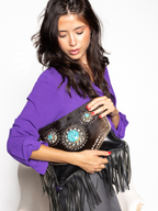 Bolso flecos piel pelo marrón