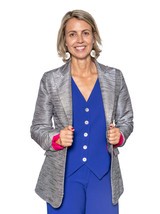 Blazer Suits lentejuelas plata
