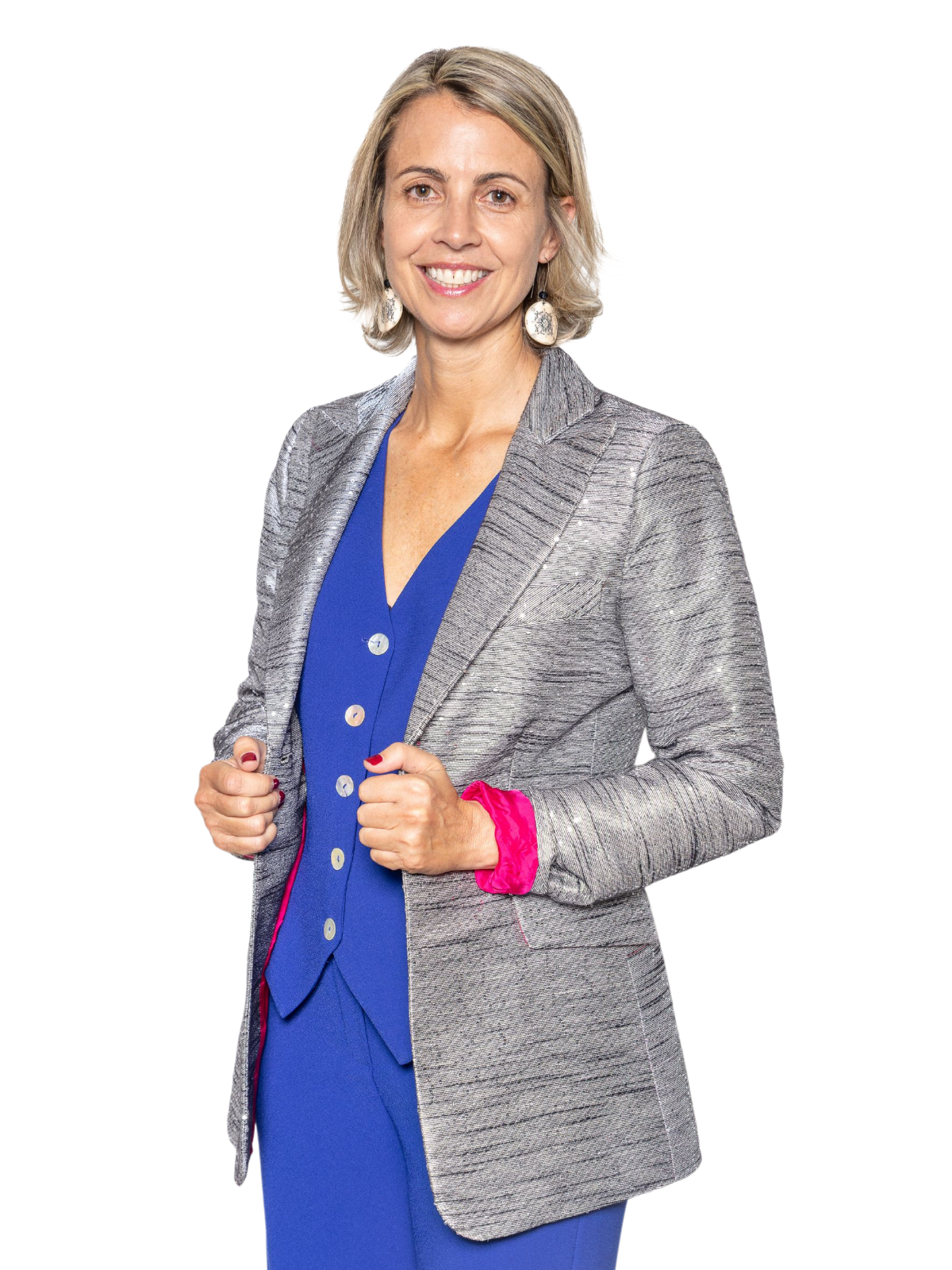 Blazer Suits lentejuelas plata