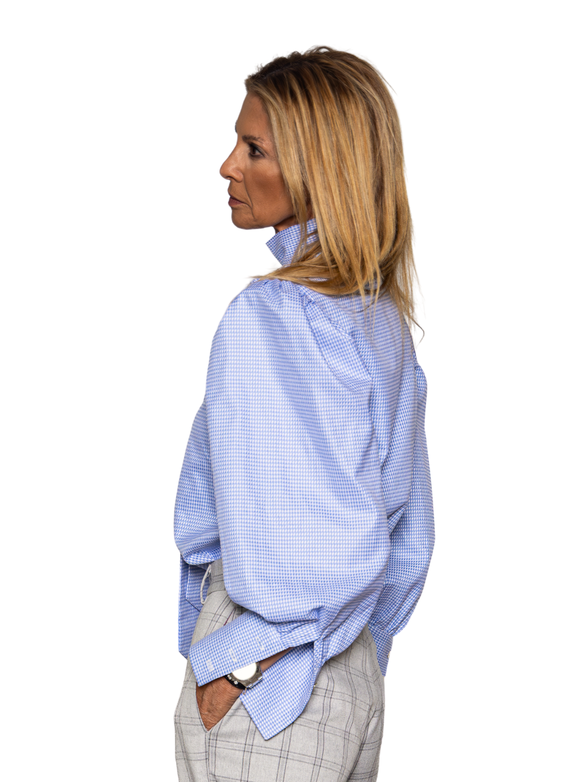 Camisa lazo pata de gallo Azul