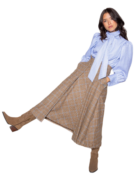 Falda Margie cuadros beige