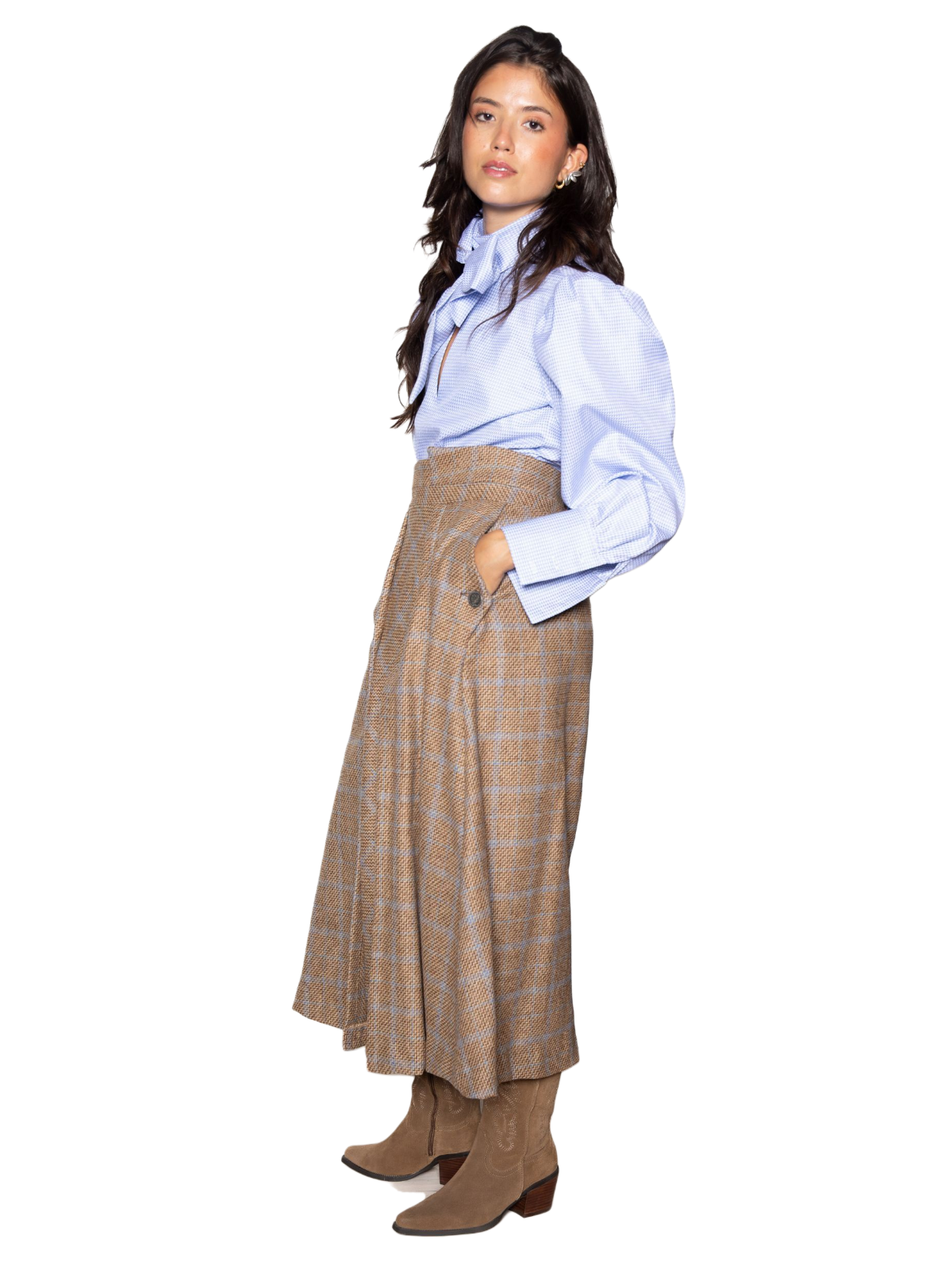 Falda Margie cuadros beige