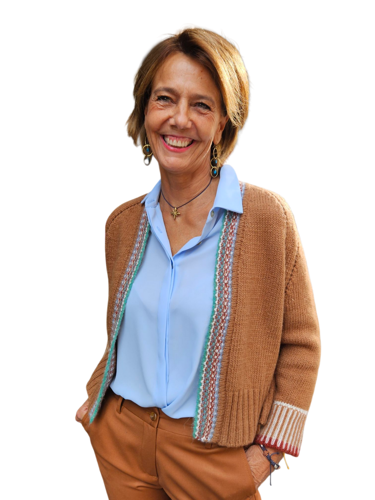 Chaqueta marrón con ribete