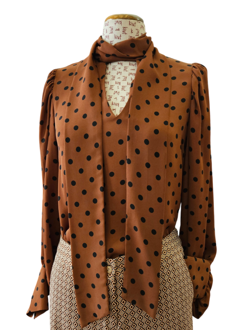 Camisa Penélope lunares marrón