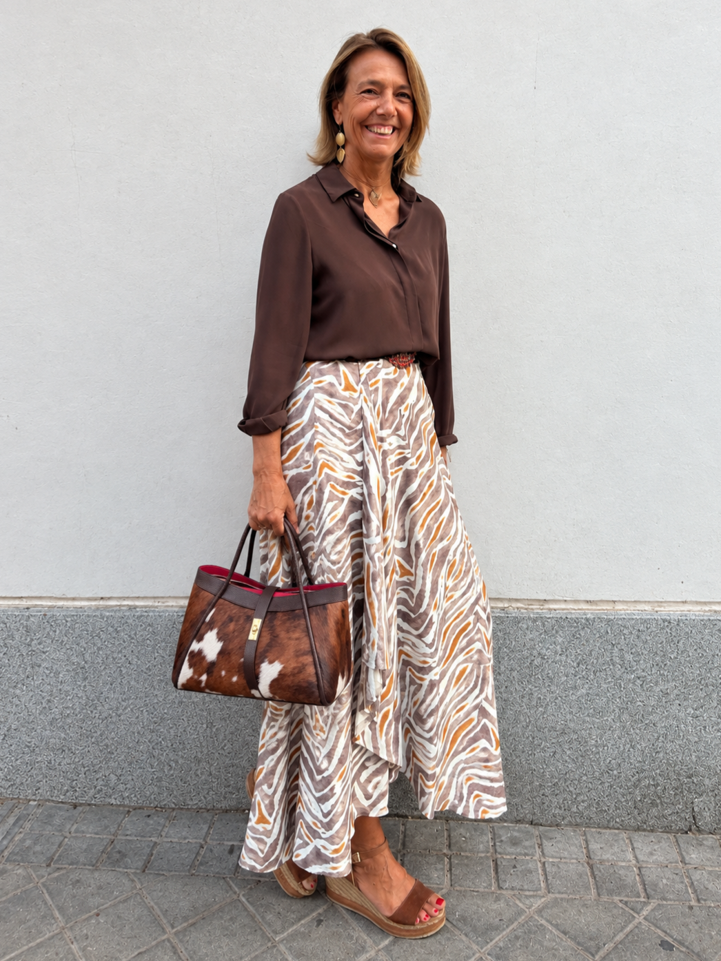 Bolso tote grande de piel marrón