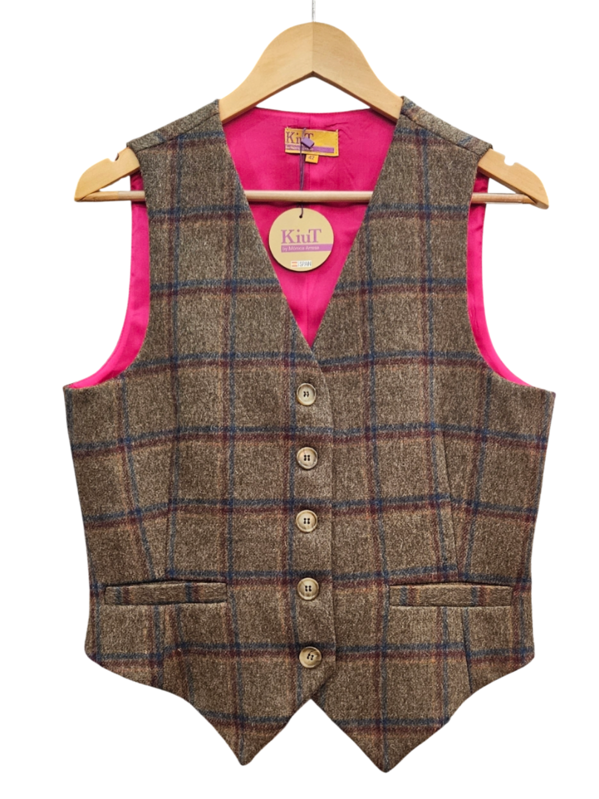chaleco man cuadros marron