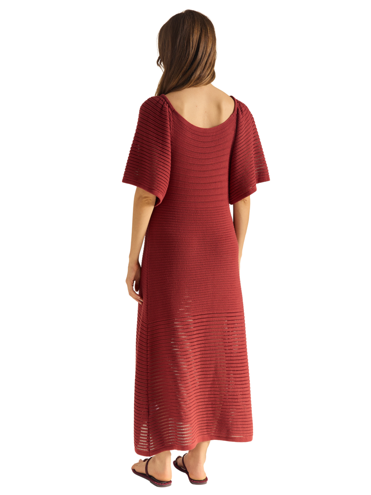Vestido punto calado Teja