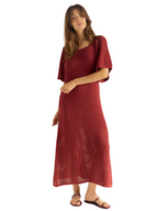 Vestido punto calado Teja