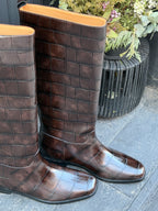 Botas piel croco marrón
