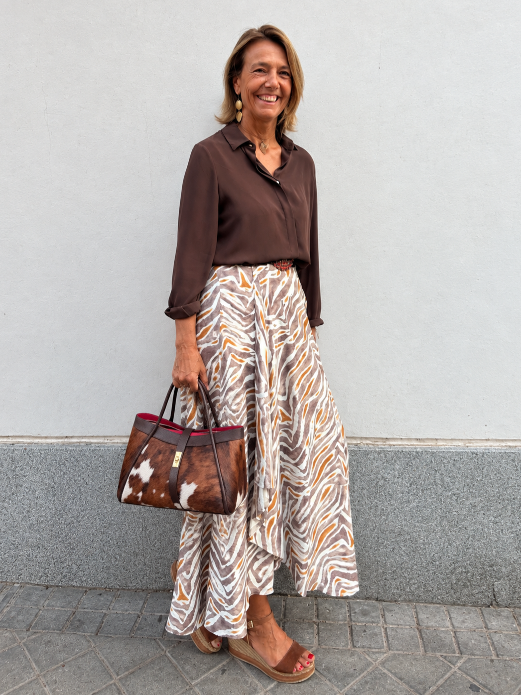 Bolso tote grande de piel marrón