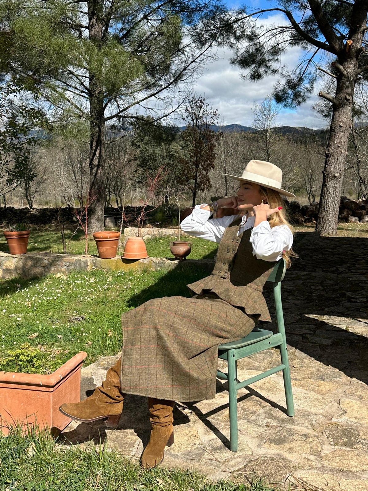 Falda cuadros verde oliva