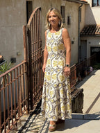 Vestido Toscana estampado pistacho