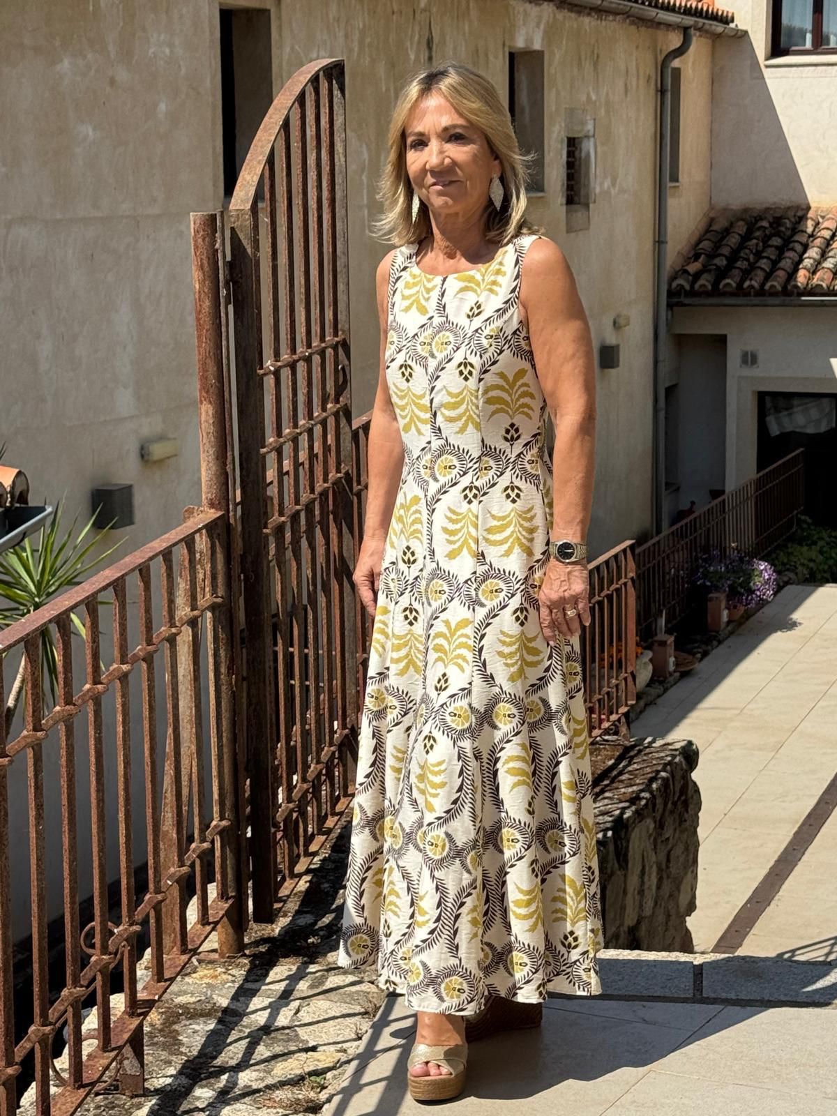 Vestido Toscana estampado pistacho
