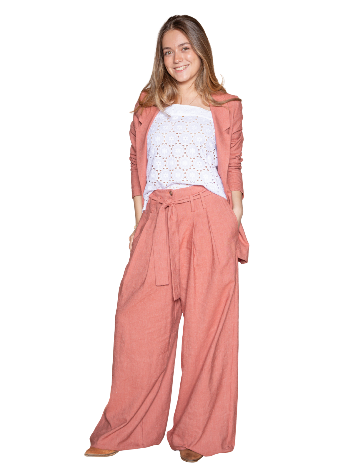 Pantalón Palazzo rosa empolvado