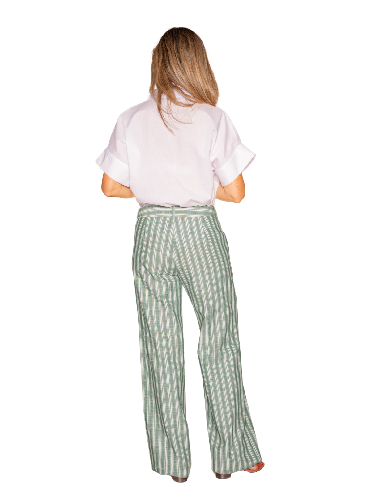 Pantalón recto Rayas verde