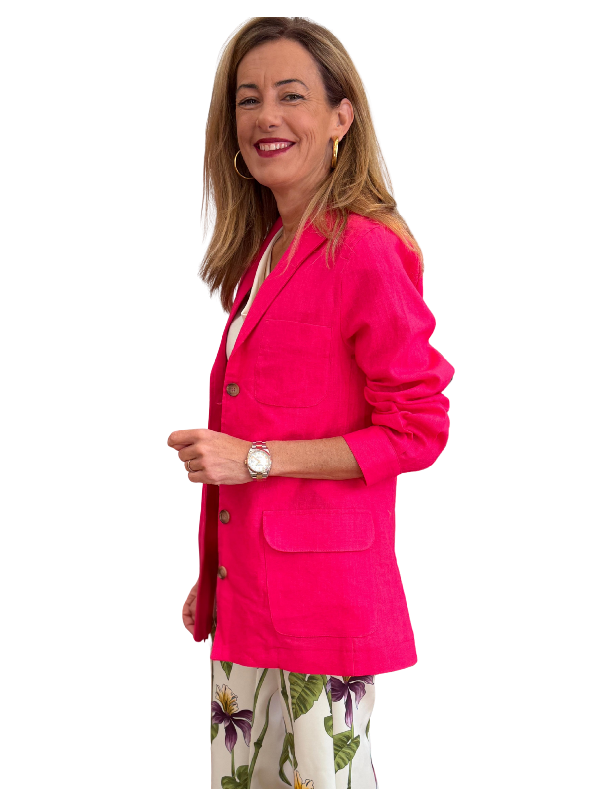 Blazer tipo teba fucsia