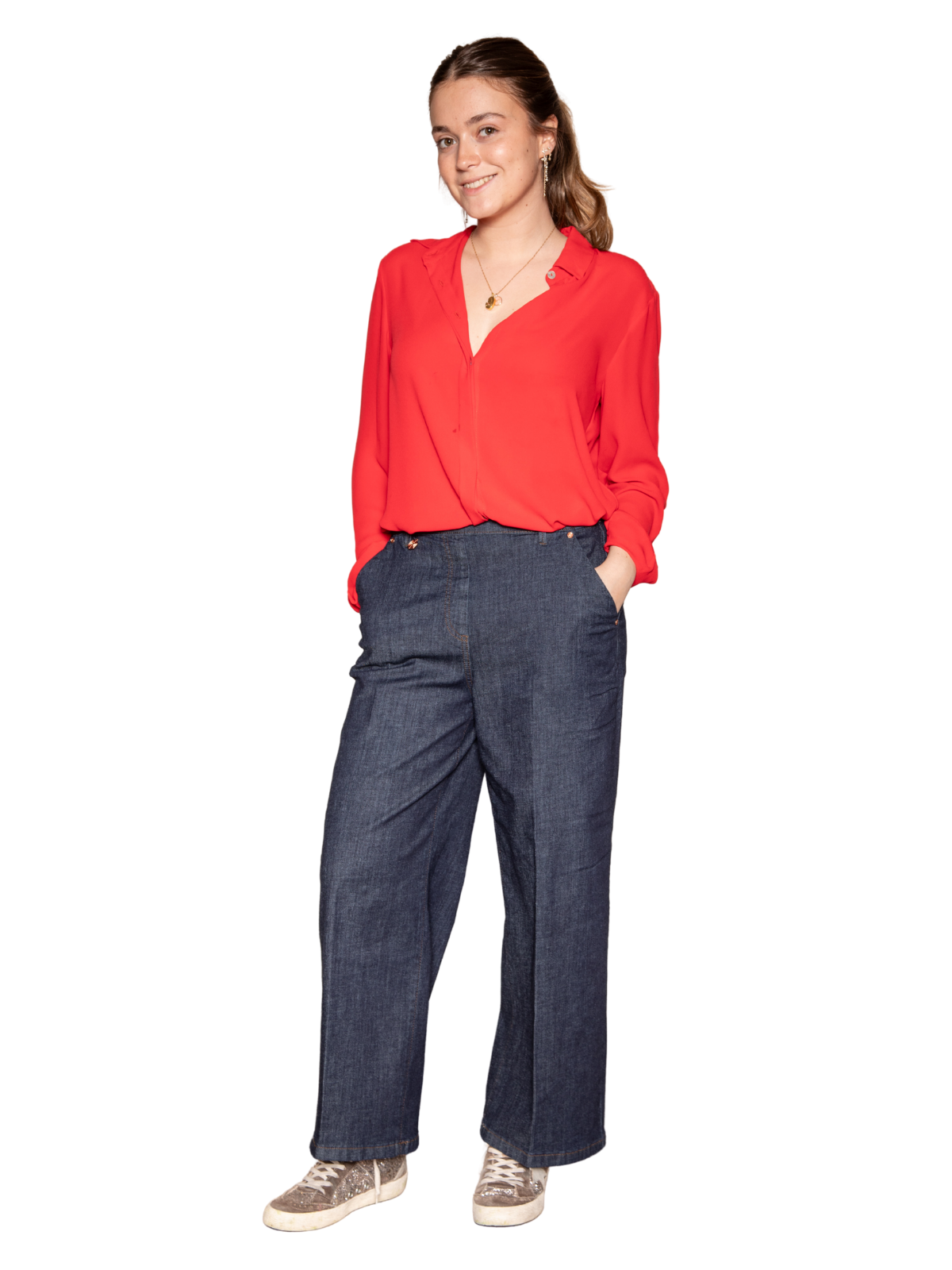 Pantalón vaquero recto azul oscuro