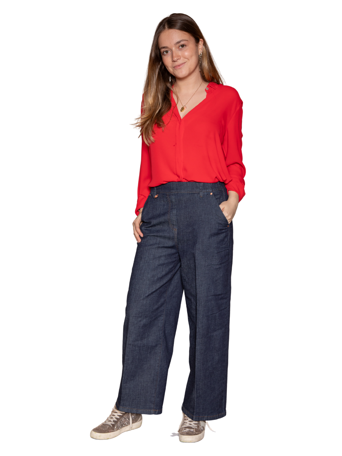 Pantalón vaquero recto azul oscuro