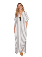 Vestido kaftán blanco rayas