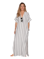 Vestido kaftán blanco rayas