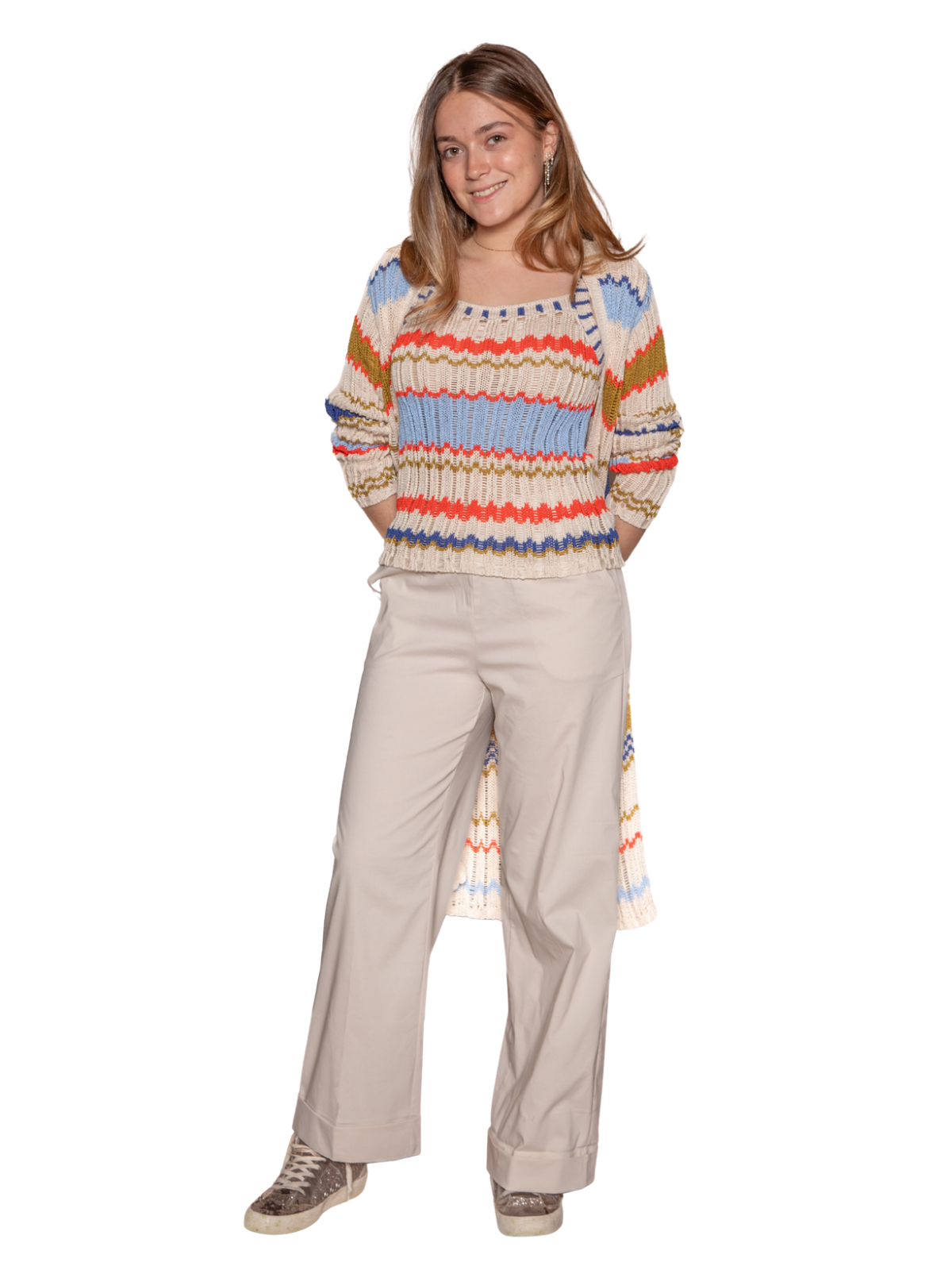 Pantalón recto confort beige claro